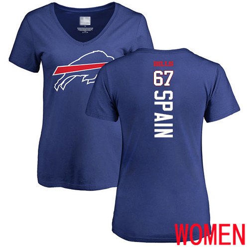 NFL Women Buffalo Bills #67 Quinton Spain Royal Blue Backer T Shirt